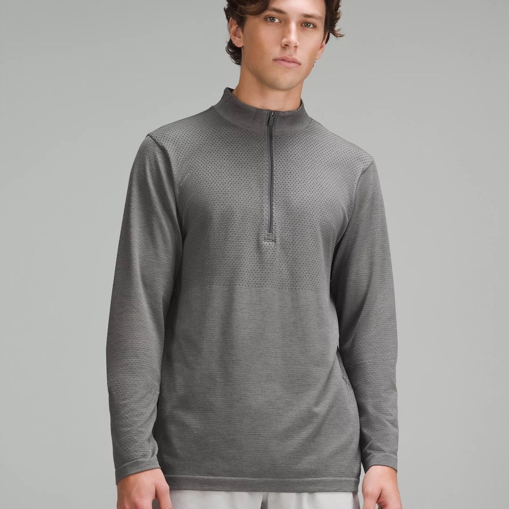 Lululemon Pullover Mens 2XL Gray Metal Vent Tech Half Zip Midweight